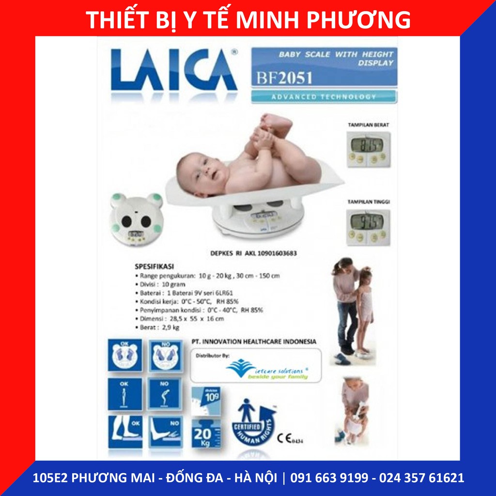 Cân trẻ sơ sinh điện tử Laica 2 trong 1 BF-2051