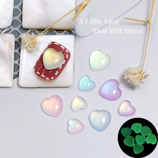 Charm tim óng ánh dạ quang trang trí móng tay