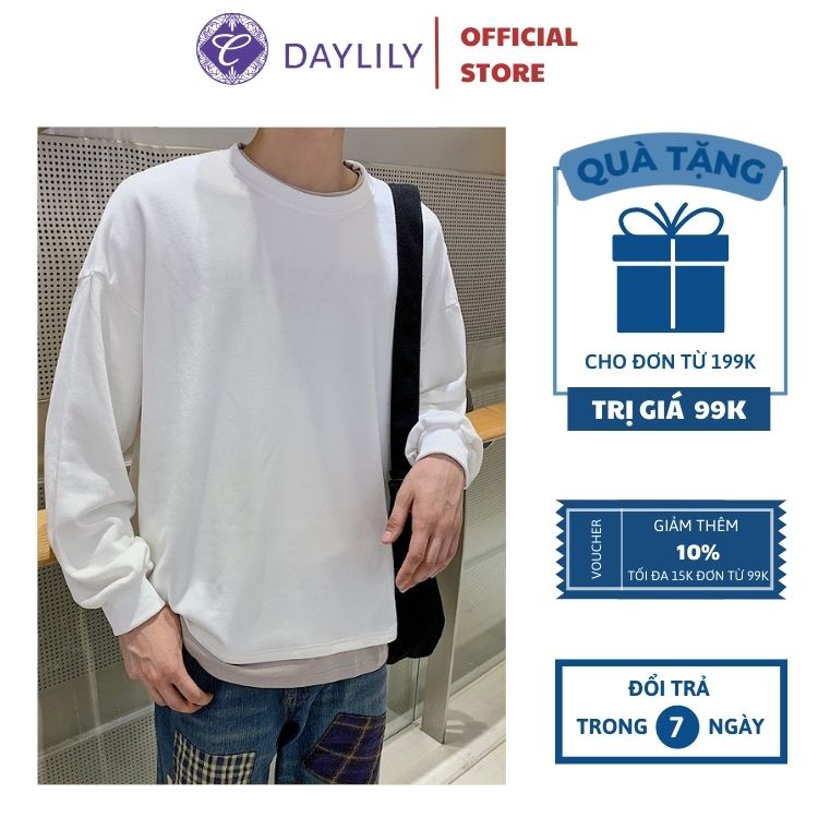 Áo Nỉ Cotton Dài Tay Nam Nữ Cổ Tròn Unisex Form Rộng Bo Gấu