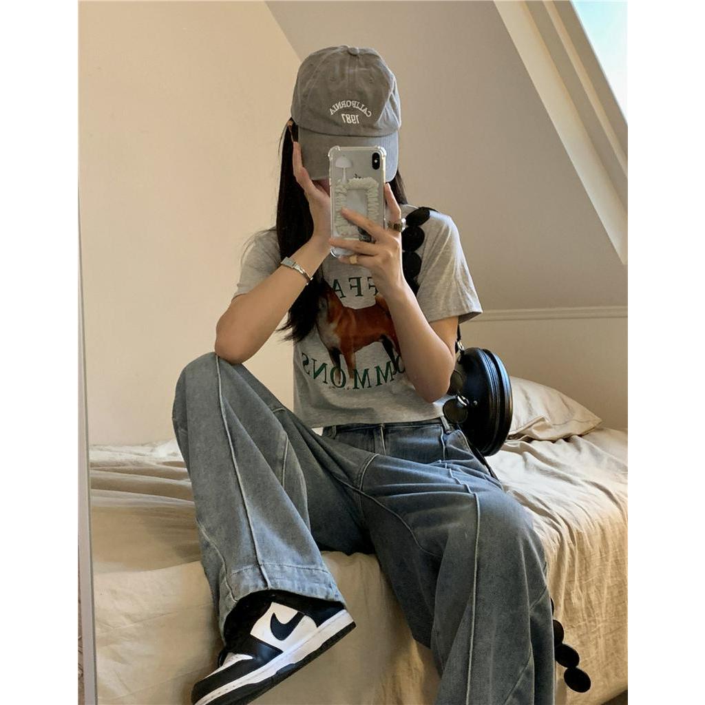 Áo Thun Dáng Ôm Cổ Tròn Ngắn Tay In Hình Dễ Thương Thời Trang Mùa Hè 63405