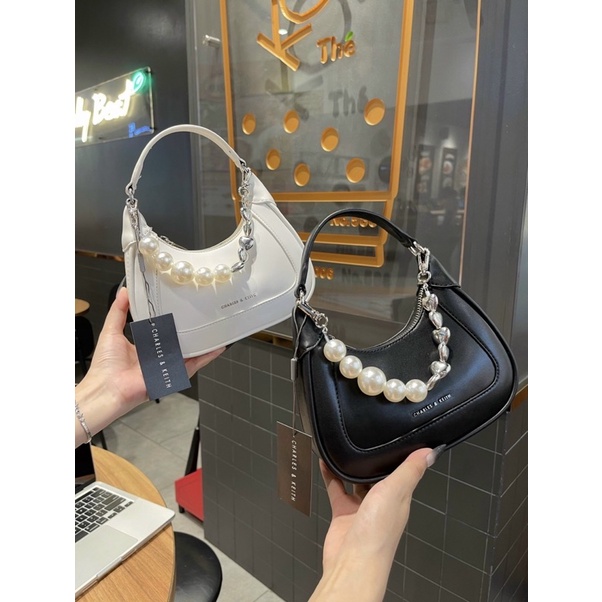 Túi xách nữ kẹp đeo chéo nách phối quai ngọc hàng đẹp c&amp;k