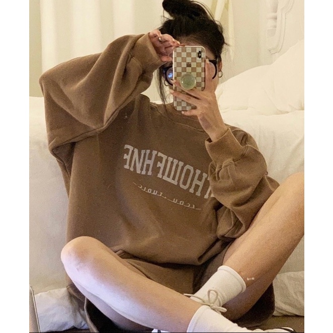 Set Short Nỉ Ohto 🌸 Bộ đồ thu đông quần shorts áo sweater form rộng dài tay cá tính Ulzzang 🌸