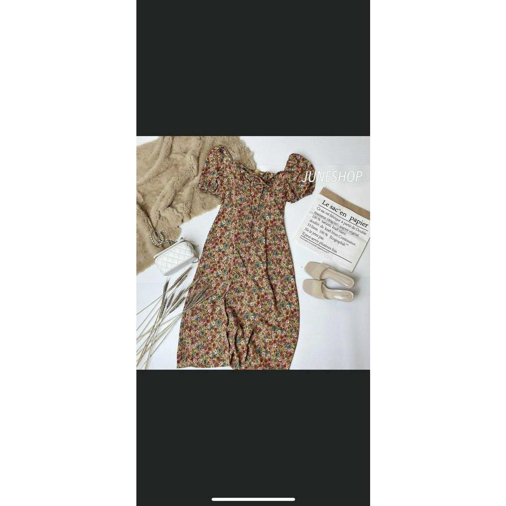 Váy hoa cúp ngực cổ nơ xinh