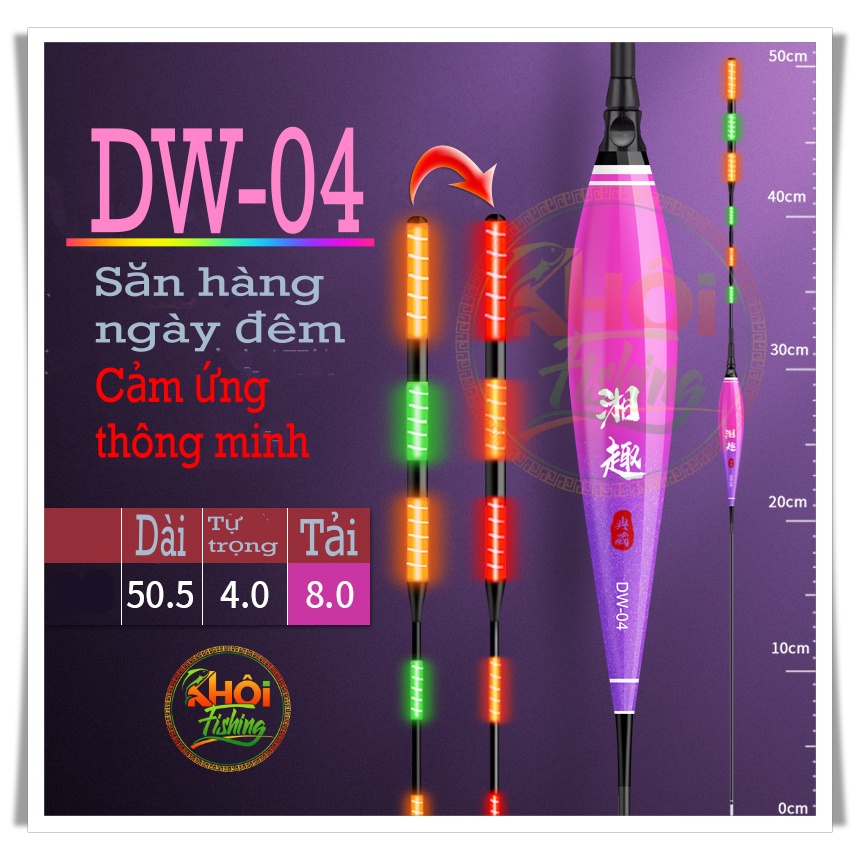 Phao câu đài săn hàng ngày đêm cảm ứng thông minh, đổi màu cá cắn tải chì 6g 8g 9g 10g MC- Khôi Fishing