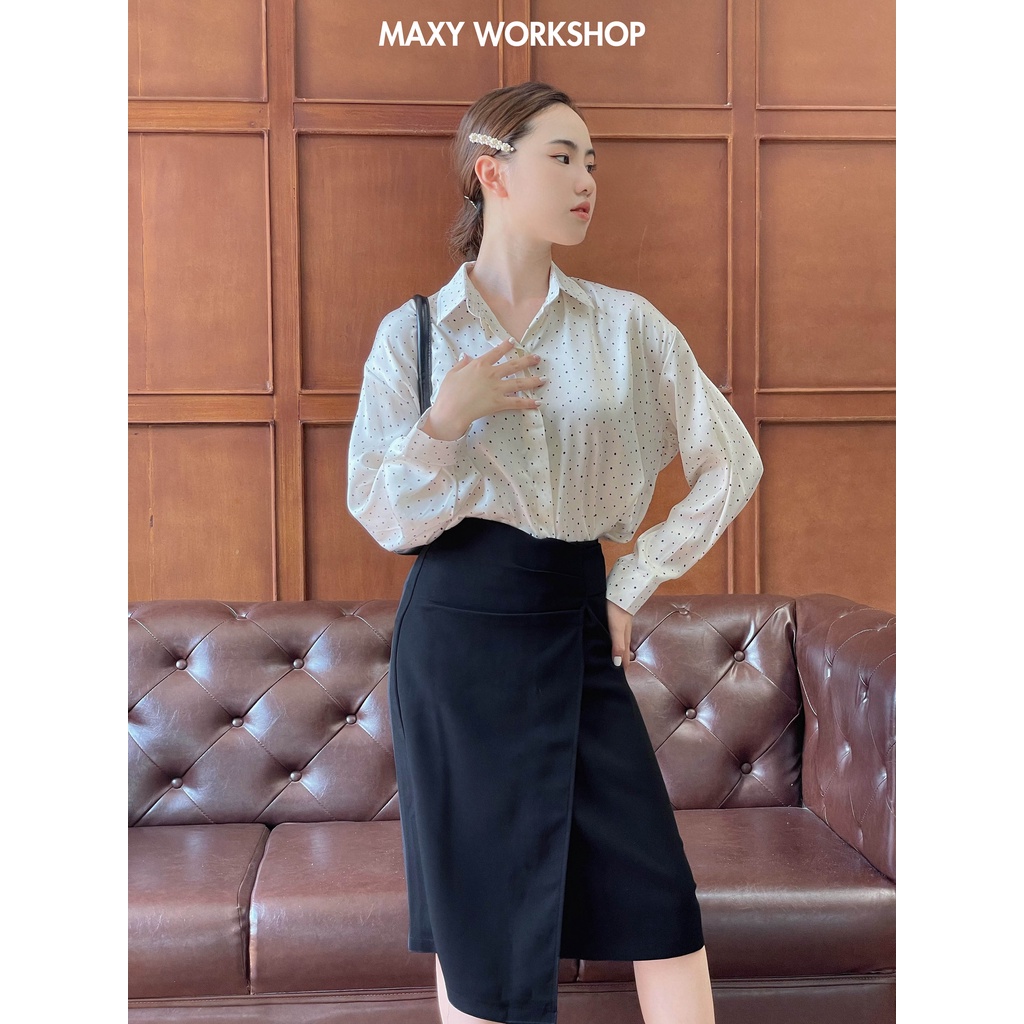Áo sơ mi nữ chấm bi phi lụa Polka Silk Shirt Maxy Workshop
