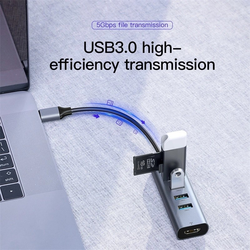 Hub Chuyển Đổi Type-C To HDMI và USB 3.0 - Hub chuyển Type C to USB 3.0 và HDMI Baseus Cho Macbook - TopLink