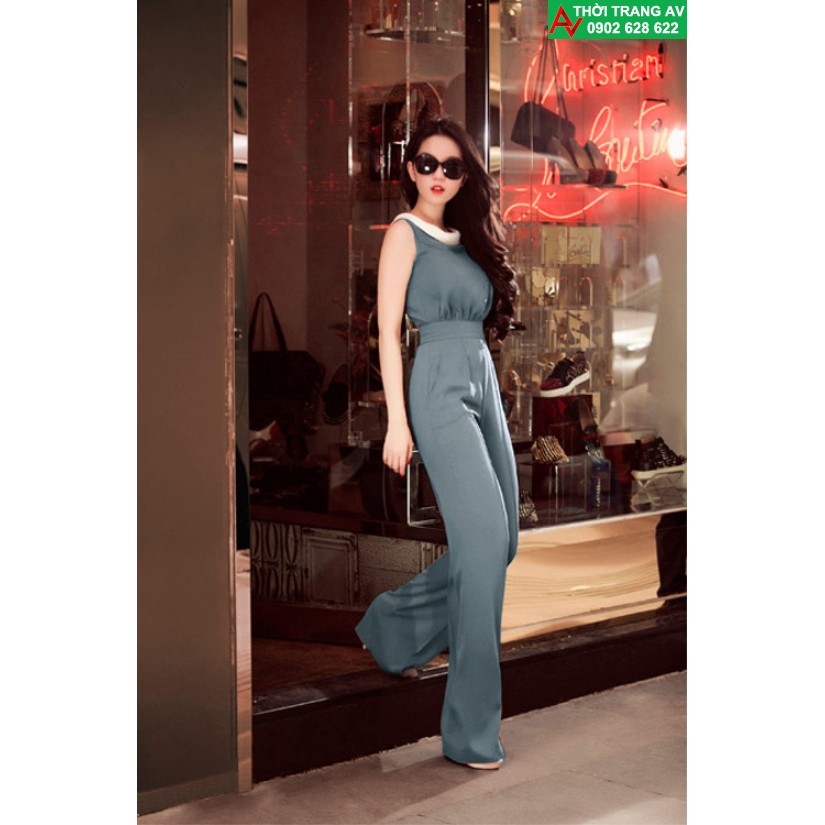 Jumpsuit - Đồ bay dài cổ lá sen hở lưng V giống Ngọc Trinh - AV5377