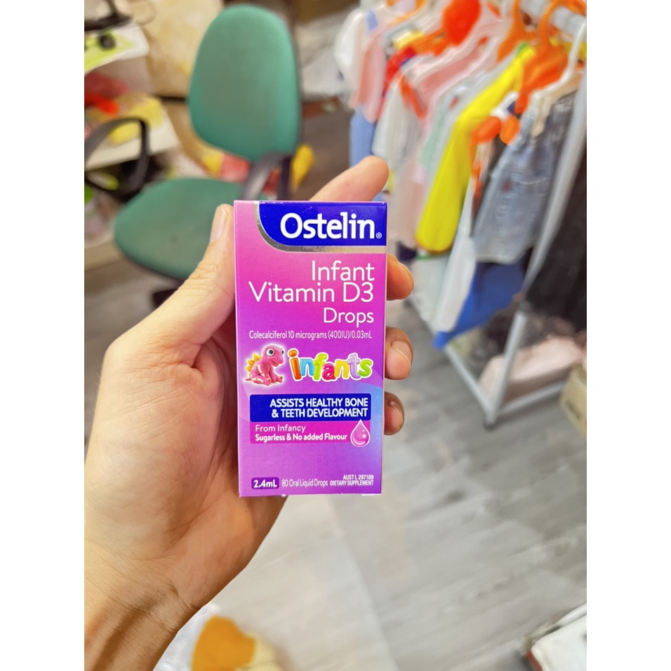 Vitamin D3 Ostelin cho trẻ sơ sinh &amp; trẻ nhỏ - giúp bé hấp thu Canxi phát triển xương và răng - Nội Địa Úc
