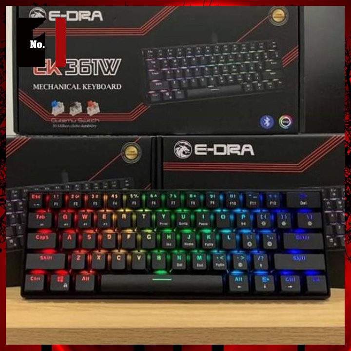 Bàn Phím Cơ Gaming Không Dây Máy Vi Tính E-Dra EK361W Led RGB Bàn Phím Game Thủ Chuyên Game Laptop Pc