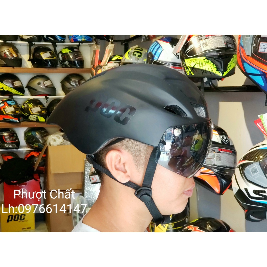 Nón bảo hiểm nửa đầu mẫu mới Poc 01 màu đen nhám