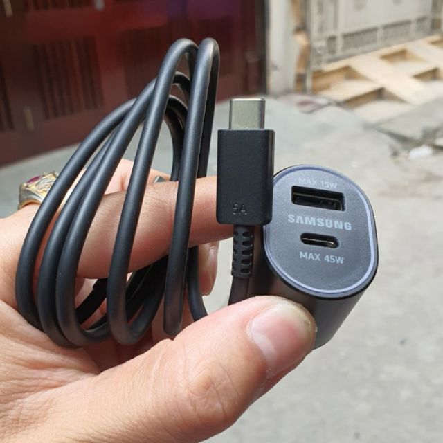 Tẩu sạc siêu nhanh ô tô 2 cổng Samsung Car Charger 60W ( 45W + 15W ) EP-L5300 Kèm Cáp 5A C To C - Hàng chính hãng