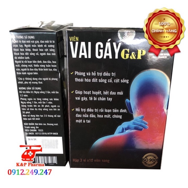 ✅ Viên Vai Gáy G&P | Hỗ trợ giảm thoái hóa đốt sống cổ, cột sống, hết đau mỏi vai gáy, bồi bổ khí huyết | Vai Gáy GP