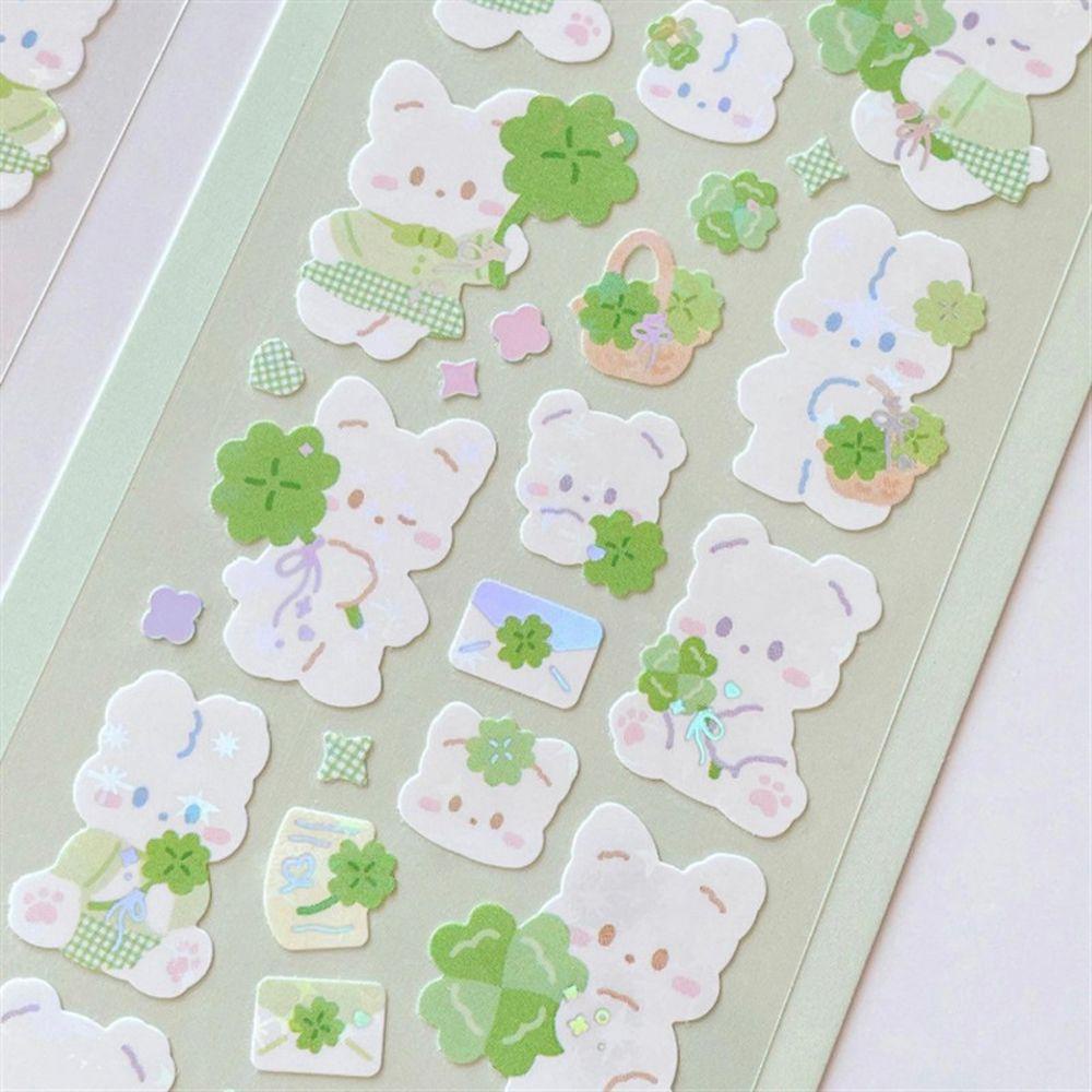 Miếng Dán Trang Trí Sổ Tay / Nhật Ký Hình Cỏ Ba Lá Màu Cầu Vồng Chống Thấm Nước DIY