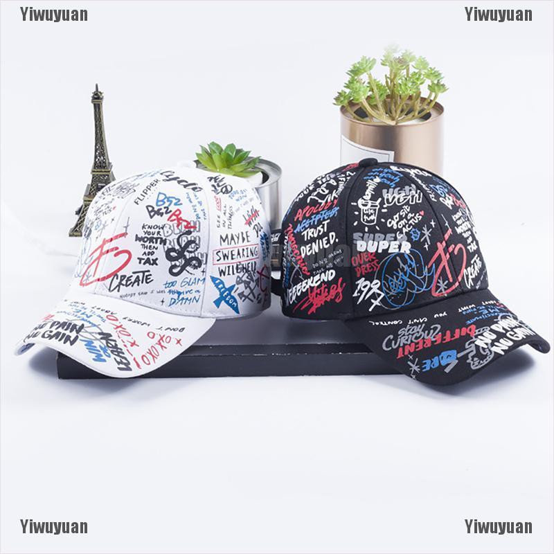 YiwuyuanMen Women Letter Graffiti Snapback Baseball Ball Cap Outdoor SportHat Adjustable