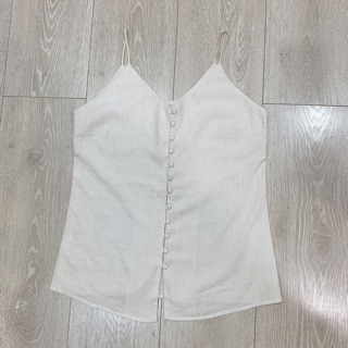 Áo 2 dây đính nút LINEN - Hình Thật