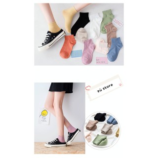 vớ trơn cổ trung màu pastel