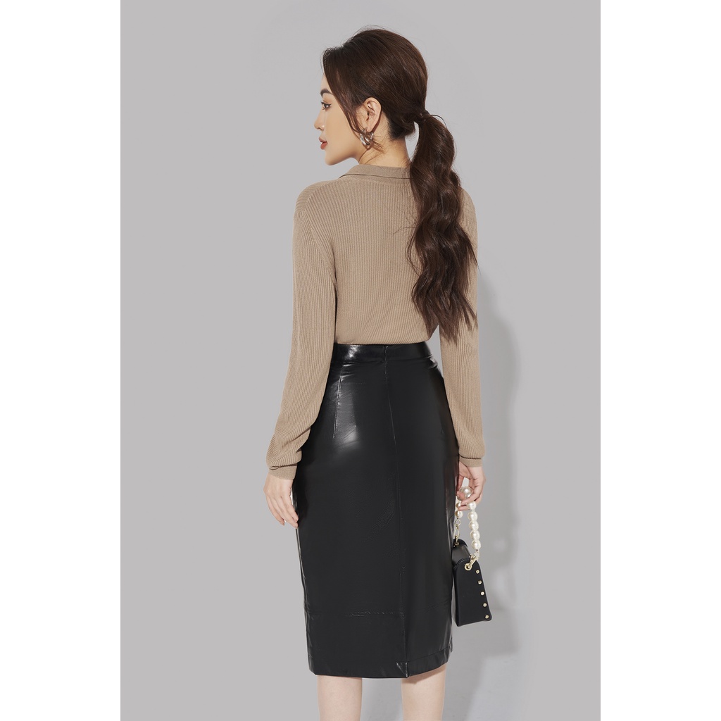 Áo len nữ tay dài cổ bẻ Eva de Eva 21AALE019B