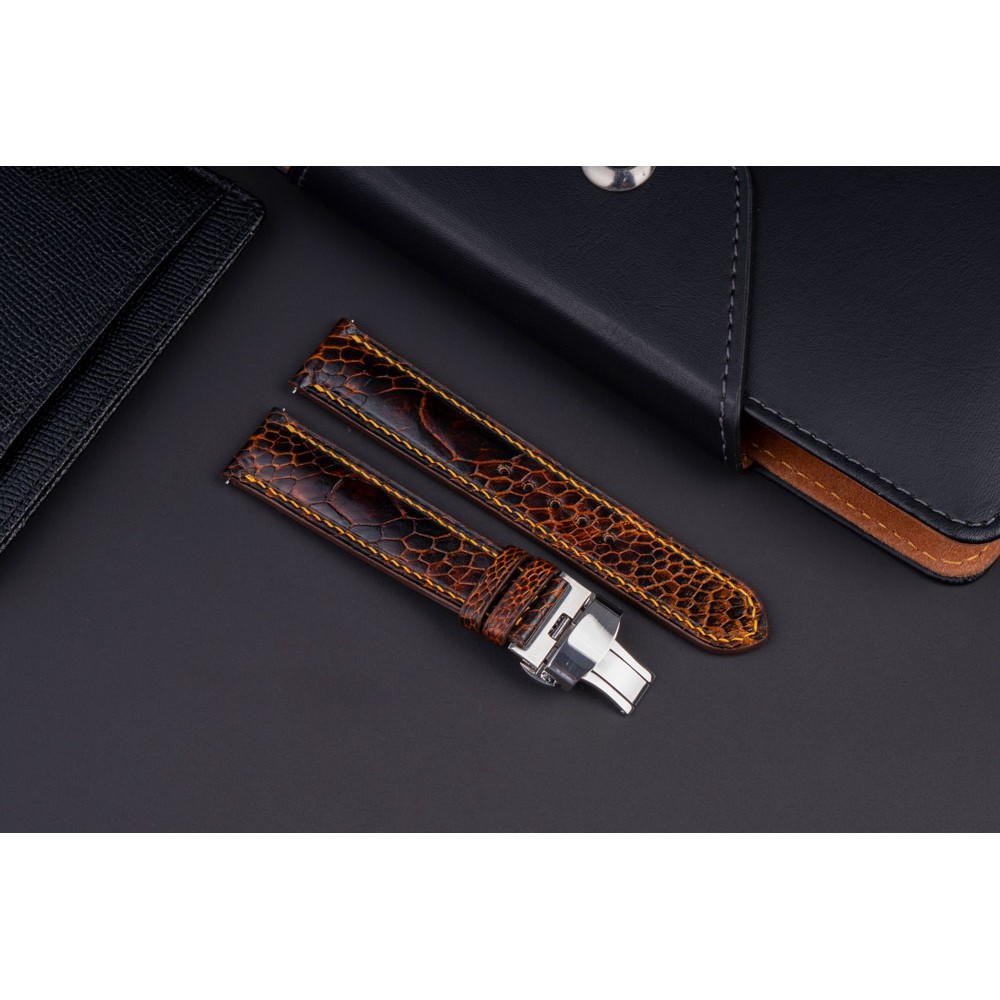 Dây da đồng hồ da đà điểu sản xuất handmade ( Nhận làm theo yêu cầu ) - Bespoke Ostrich leg leather watch straps kto13