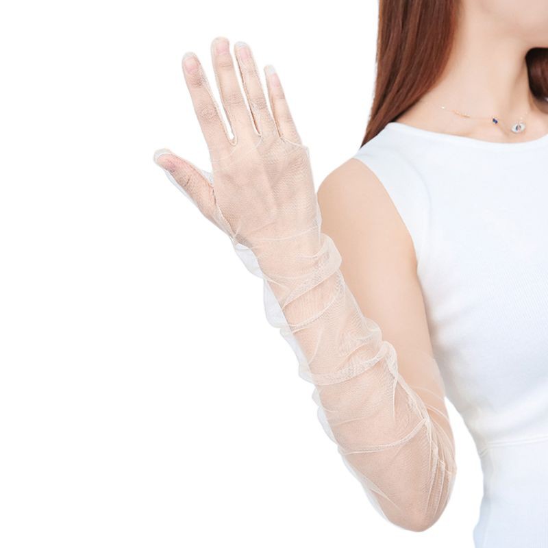 Găng tay vải tuyn màu trơn phong cách vintage thời trang cho nữ