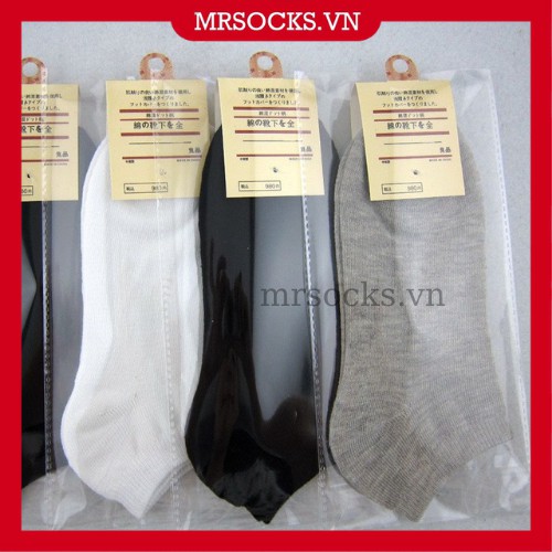 Combo 5 Đôi Vớ Tất Trơn Ngắn Loại Mỏng Thoáng Cotton kháng khuẩn dành cho cả nam và nữ size chân 36-44