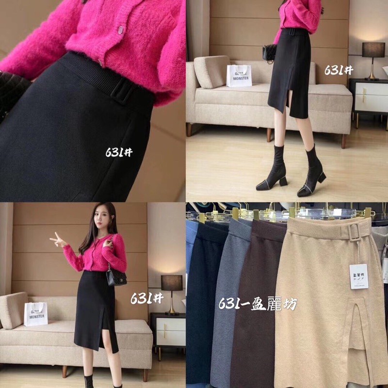 Chân váy len xẻ dáng dài QC neww | BigBuy360 - bigbuy360.vn