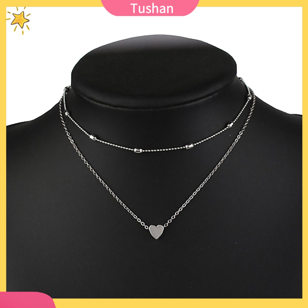 Vòng cổ choker nhiều lớp đính hạt trái tim tush _