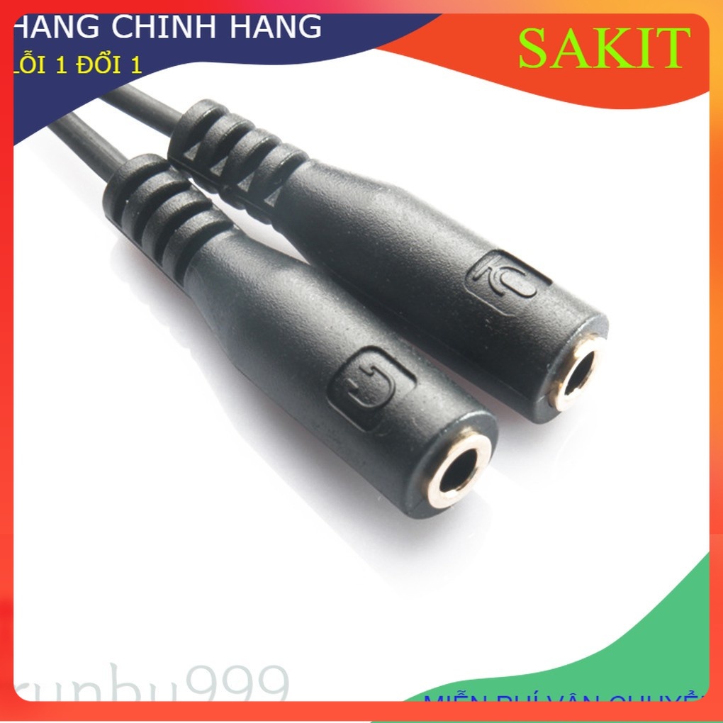 Jack - Cáp Chuyển Đổi Tai Nghe 1 chân 3.5mm Sang 2 Cổng 3.5mm cáp chia audio và mic dùng cho laptop và máy tính PC