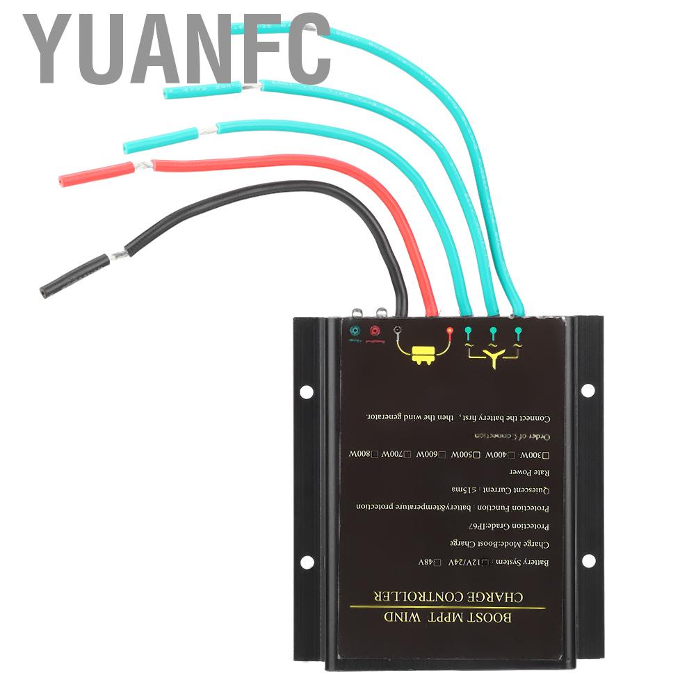 Yuanfc 12V/24V Waterproof Wind Turbine Controller Boost MPPT Charge Power Regulator Aluminum Alloy