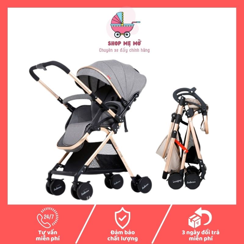 Xe đẩy cho bé Belecoo 2 chiều 3 tư thế gấp gọn A8-1 cao cấp cho bé từ sơ sinh giảm xóc phân phối chính hãng