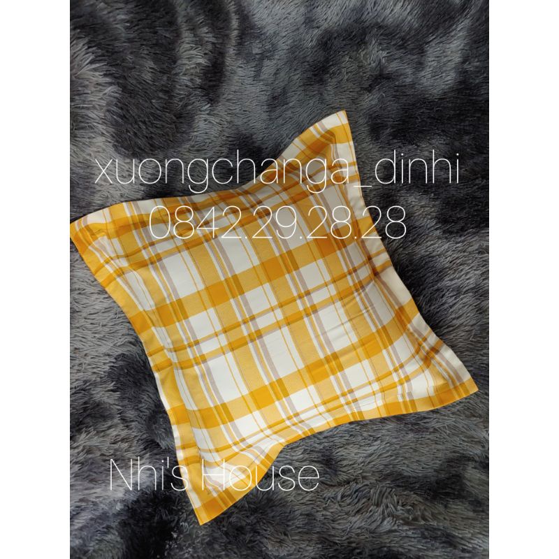 Vỏ gối vuông cotton tici kẻ nhập khẩu vải mềm đẹp | BigBuy360 - bigbuy360.vn