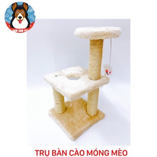 Trụ cào móng cho mèo 3 tầng có đồ chơi