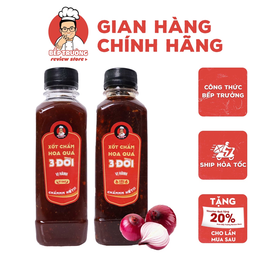 Bếp Trưởng Review Store - Xốt chấm hoa quả ba đời vị hành, Sốt nước chấm ba đời gia truyền vị hành chai 400g