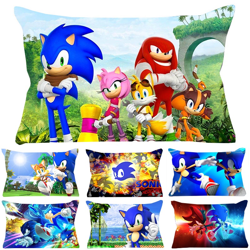 Vỏ bọc gối hình chữ nhật in hình Sonic The Hedgehog 50x30cm chất lượng cao