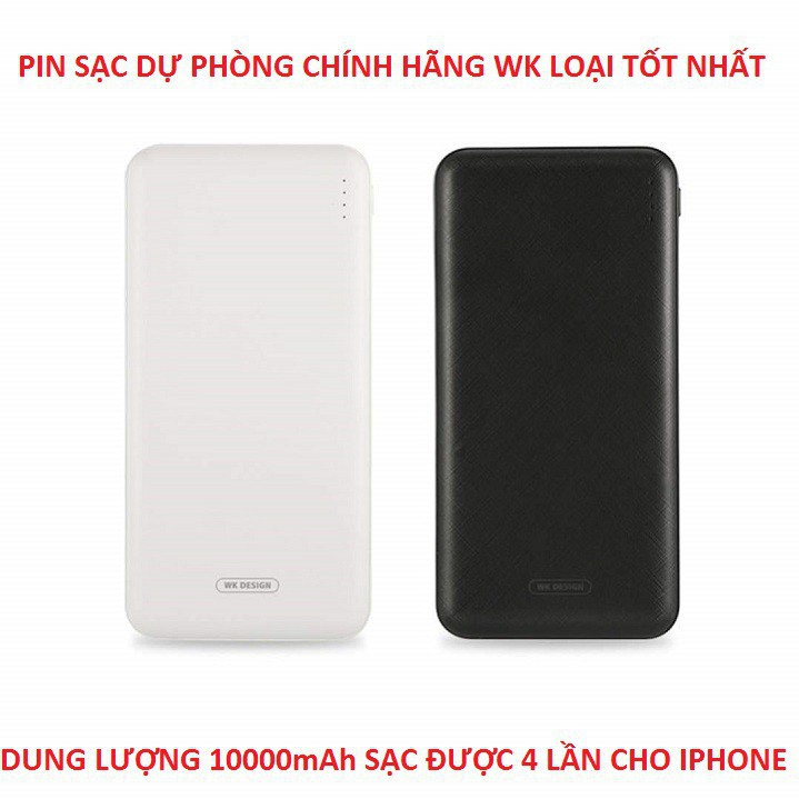 [🚛FREESHIP ĐƠN TRÊN 50K] Pin Sạc Dự Phòng 10000 mAh WK Design WP-075 sạc nhanh 2.1 A với 2 cổng đầu ra  (Chính Hãng)