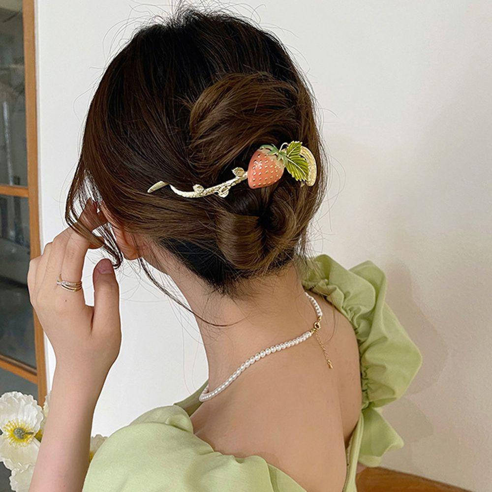 VANES1 Kẹp Tóc Đuôi Ngựa Hình Quả Cherry / Cá Mập / Ếch / Dâu Tây Kiểu Vintage Thời Trang