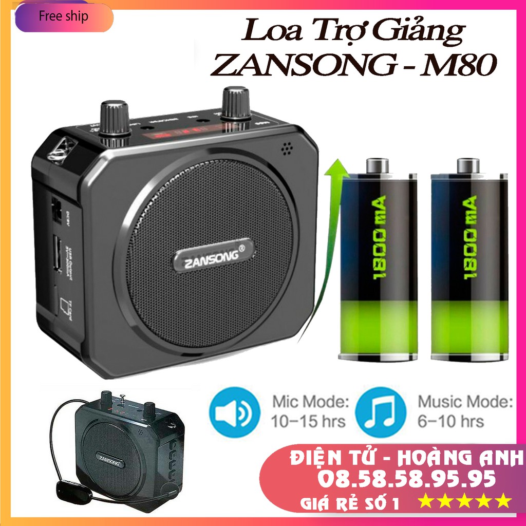 Máy trợ giảng zansong M80 (m88) loa trợ giảng dòng micro không dây bluetooth đài fm