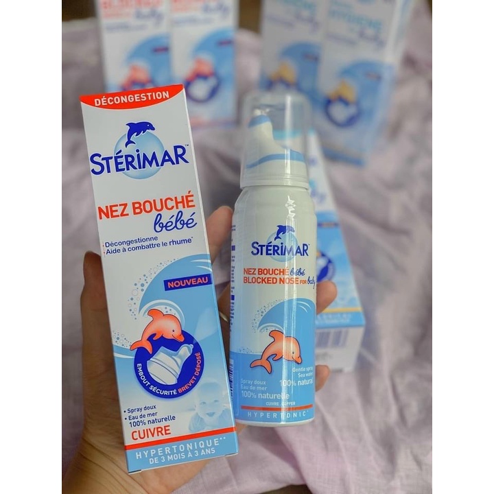 Xịt muối biển Sterimar pháp 100ml -  (xịt cá heo màu CAM)