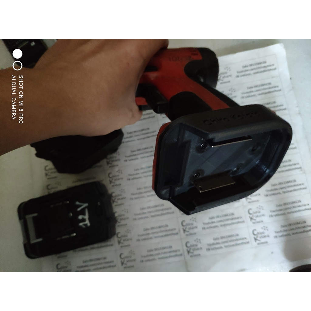 NEW! Đế chuyển pin máy khoan,vit Hilti 9.6V NiCD SF 100-A sang dùng hộp pin cài Makita