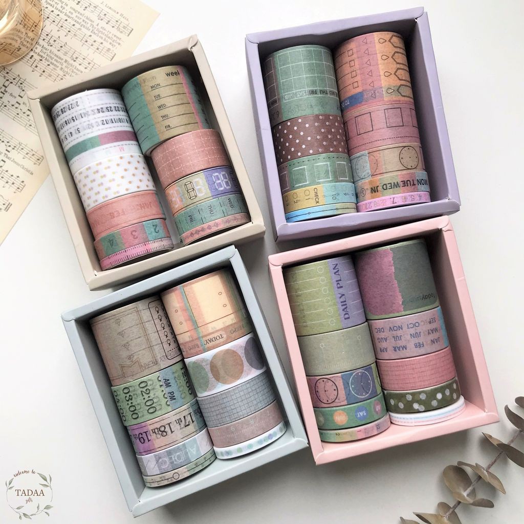 Set 10 washi tape plan, ngày tháng băng keo giấy lập kế hoạch