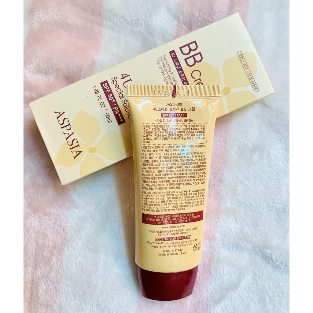 KEM NỀN CHỐNG NẮNG ASPASIA B.B CREAM 4U SPECIAL SOLUTION SPF50+/PA+++ 50ML