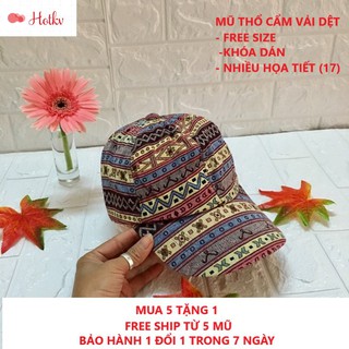 Mũ thổ cẩm + nón kết thổ cẩm + vải dệt nhiều họa tiết {CÓ VIDEO THẬT} hotkv