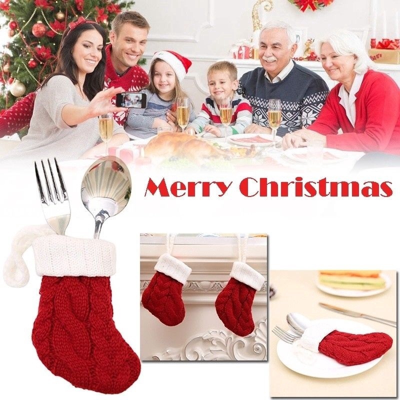 1 Vỏ Bọc Túi Đựng Dao Nĩa Trang Trí Giáng Sinh