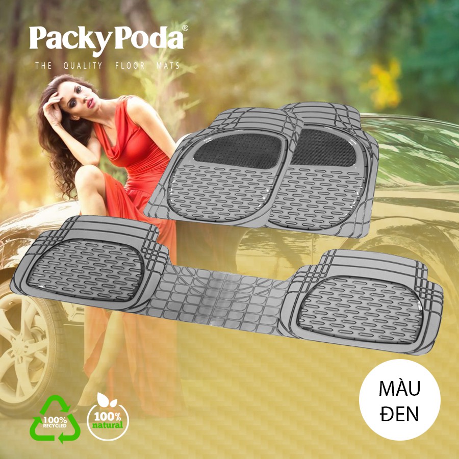 Bộ Thảm Lót Sàn Ô Tô PACKY PODA 6123 Màu Đen 4 Chỗ Nhập Khẩu Chính Hãng