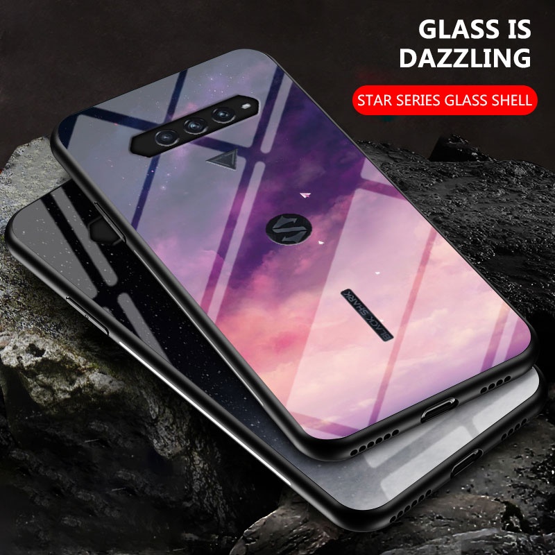 Ốp Điện Thoại Kính Cường Lực Cạnh Silicon Mềm Chống Sốc Cho Xiaomi Black Shark 3 3s 3pro 4 4pro 5 5pro 5RS