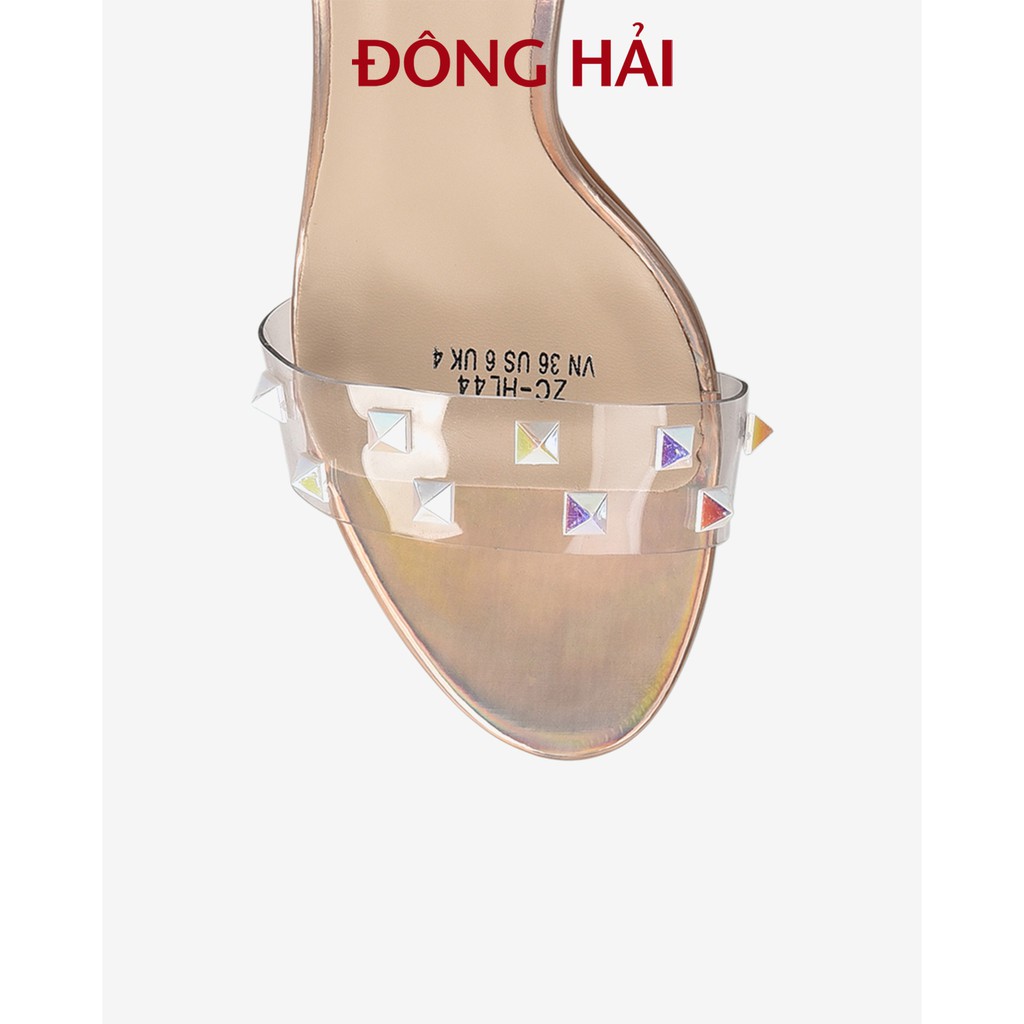 Sandal cao gót Zucia quai trong đính phụ kiện thanh lịch gót trụ trong suốt 9cm - SHL44