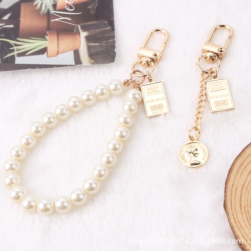 Móc Khóa Kim Loại Đính Ngọc Trai Giả Xinh Xắn