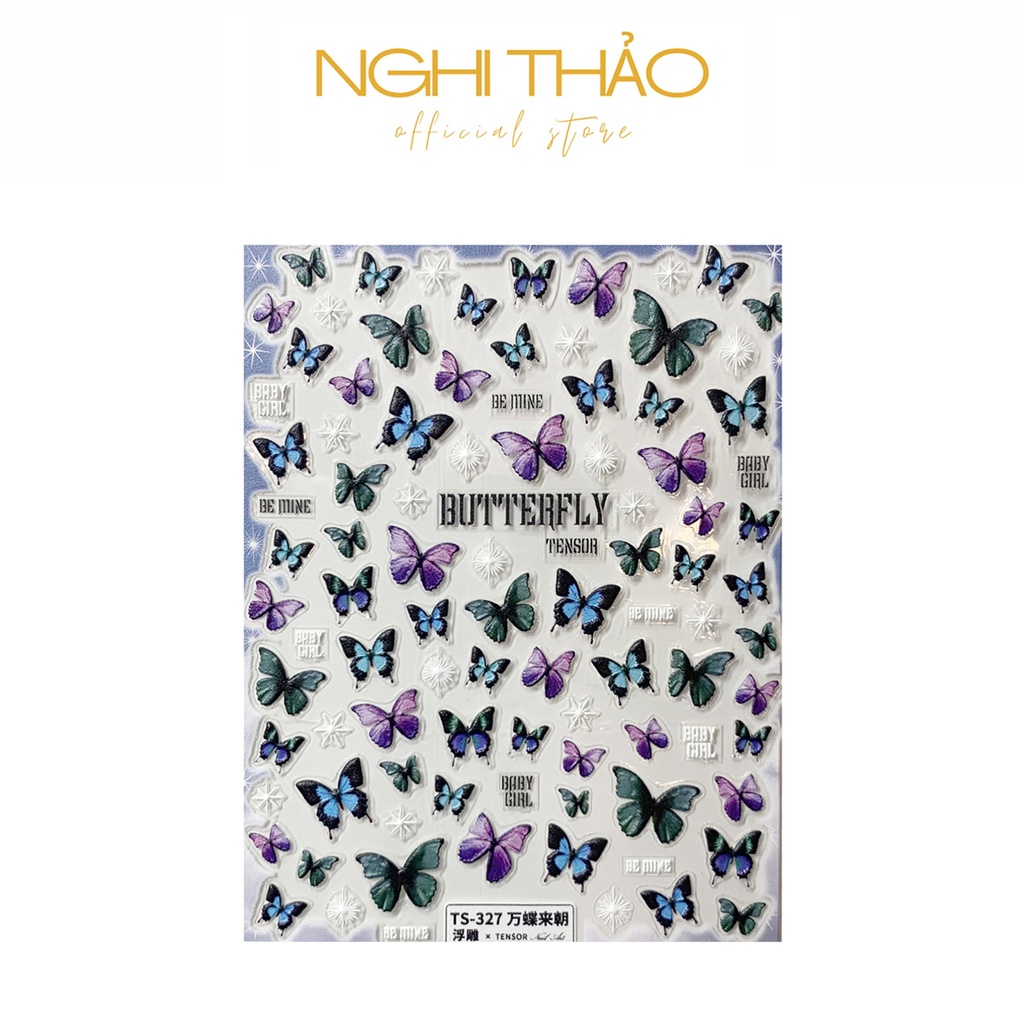 Sticker nail lụa bướm NGHI THẢO 5D