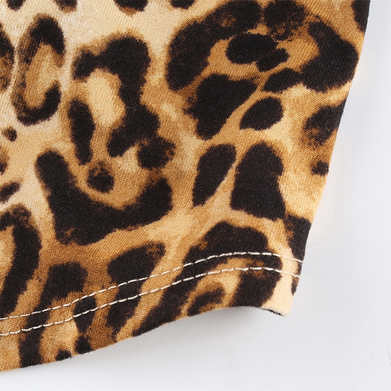 DUNEA Leopard Print Sexy Backless Cross Straps Tank Top sexy Slim Fit Halter Camisole