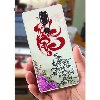 Ốp Lưng Nokia 8.1 (X7) (dẻo viền trắng trong) - Cha Mẹ, Thư Pháp, Phúc Lộc