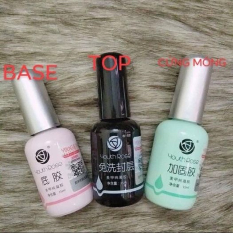 Base top hoa hồng Youth Rose chính hãng - gel liên kết, top phủ bóng, cứng móng chuyên dụng cho dân làm móng